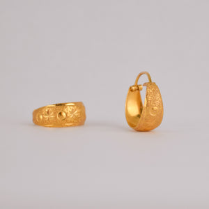 vintage 21k gold hoop earrings, folklor