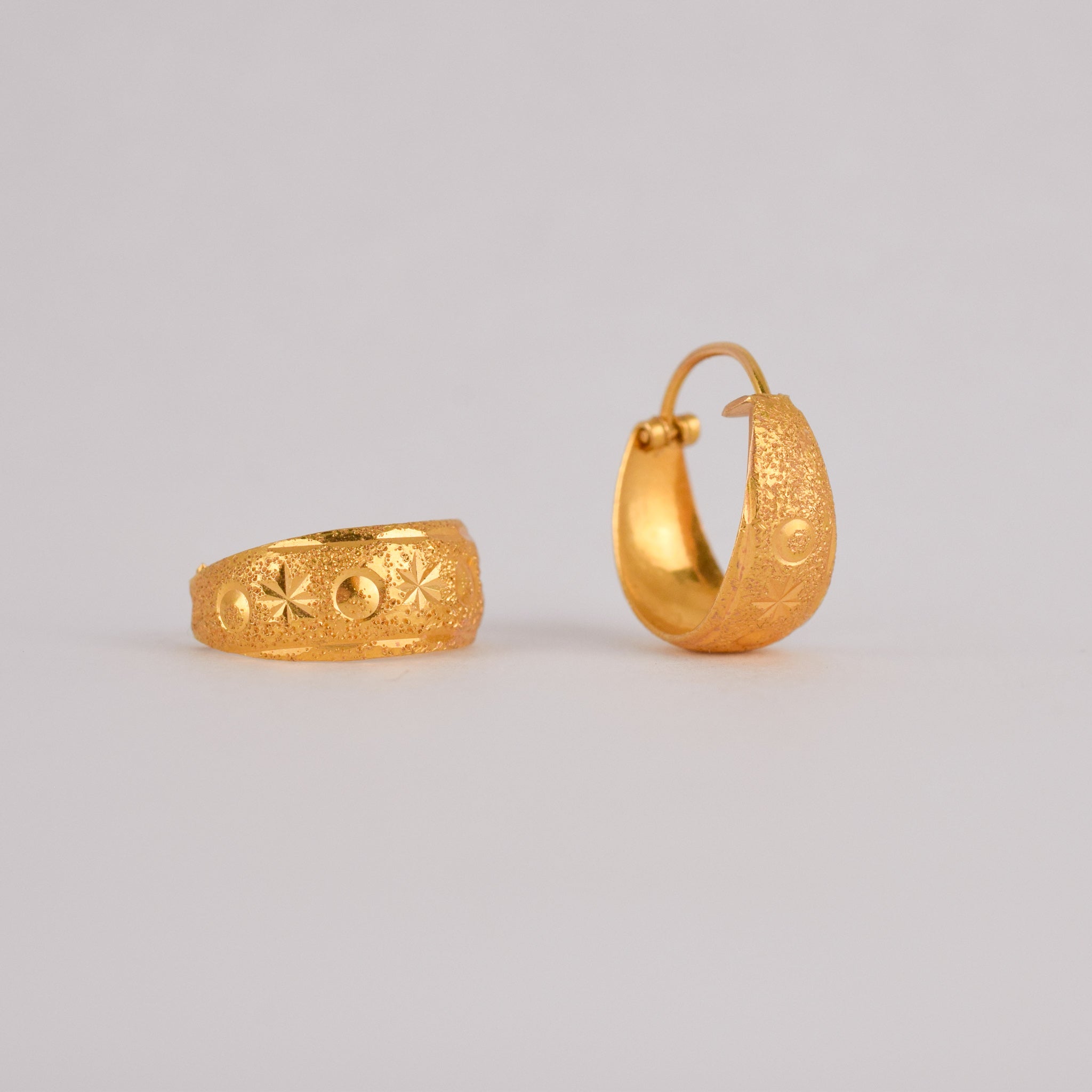vintage 21k gold hoop earrings, folklor