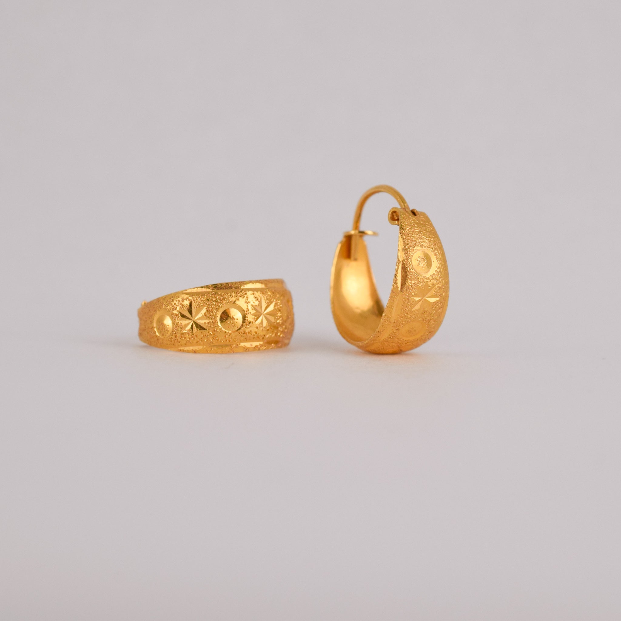 vintage 21k gold hoop earrings, folklor