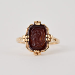 vintage gold cameo ring, folklor