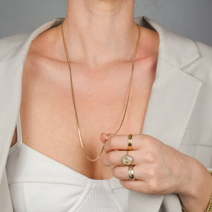 vintage gold herringbone chain necklace, folklor