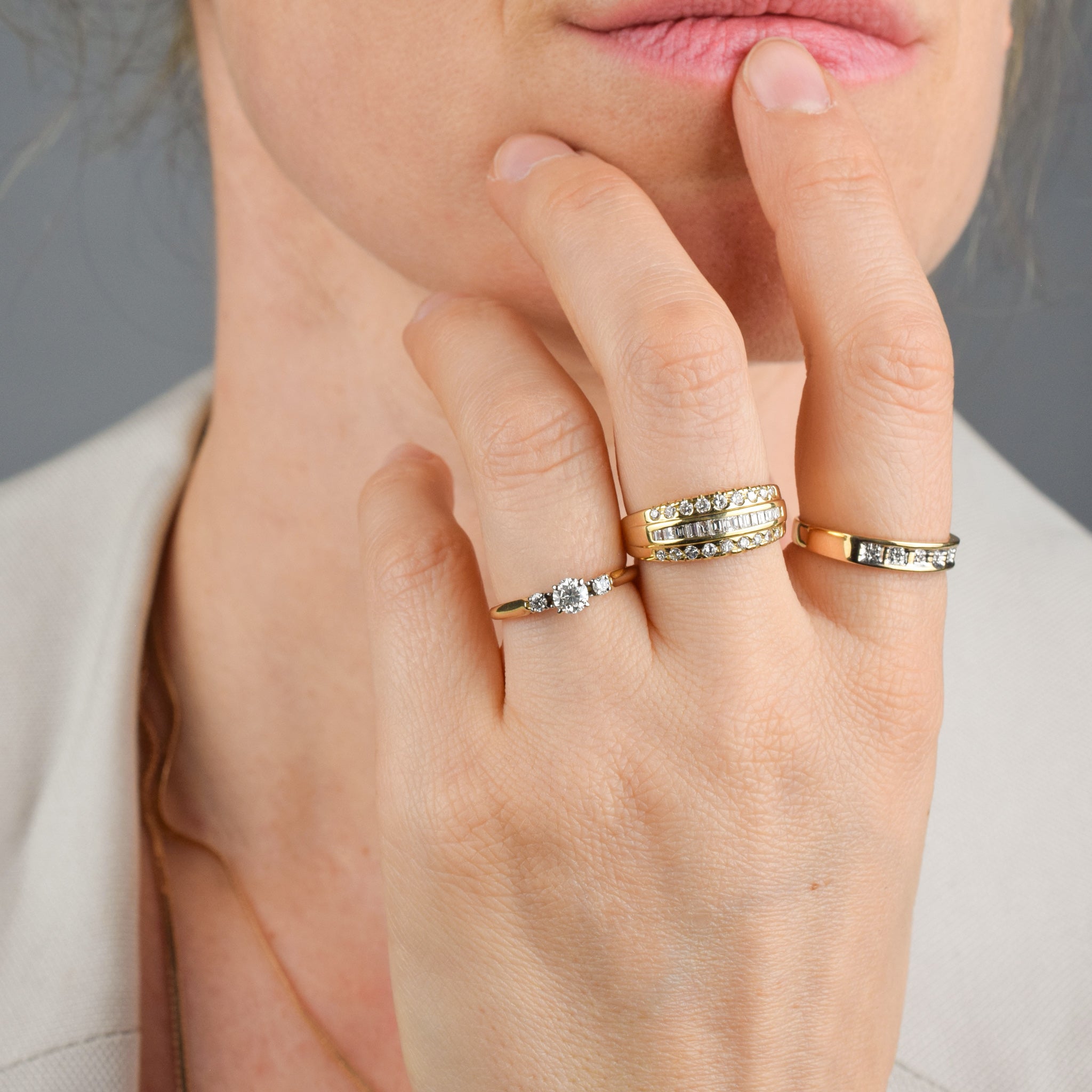 vintage gold birks diamond trilogy ring, folklor