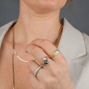 vintage pearl bypass ring, folklor