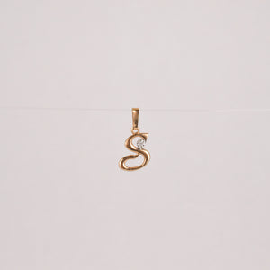 vintage S gold pendant, folklor 