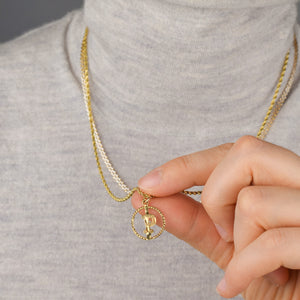 Vintage gold P pendant, folklor