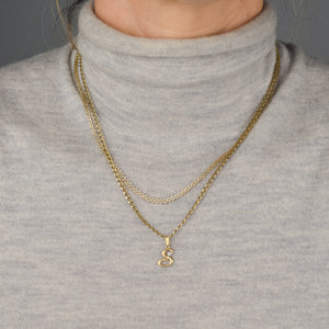 vintage S gold pendant, folklor 