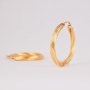 vintage gold large twisted hoop earrings, folklor