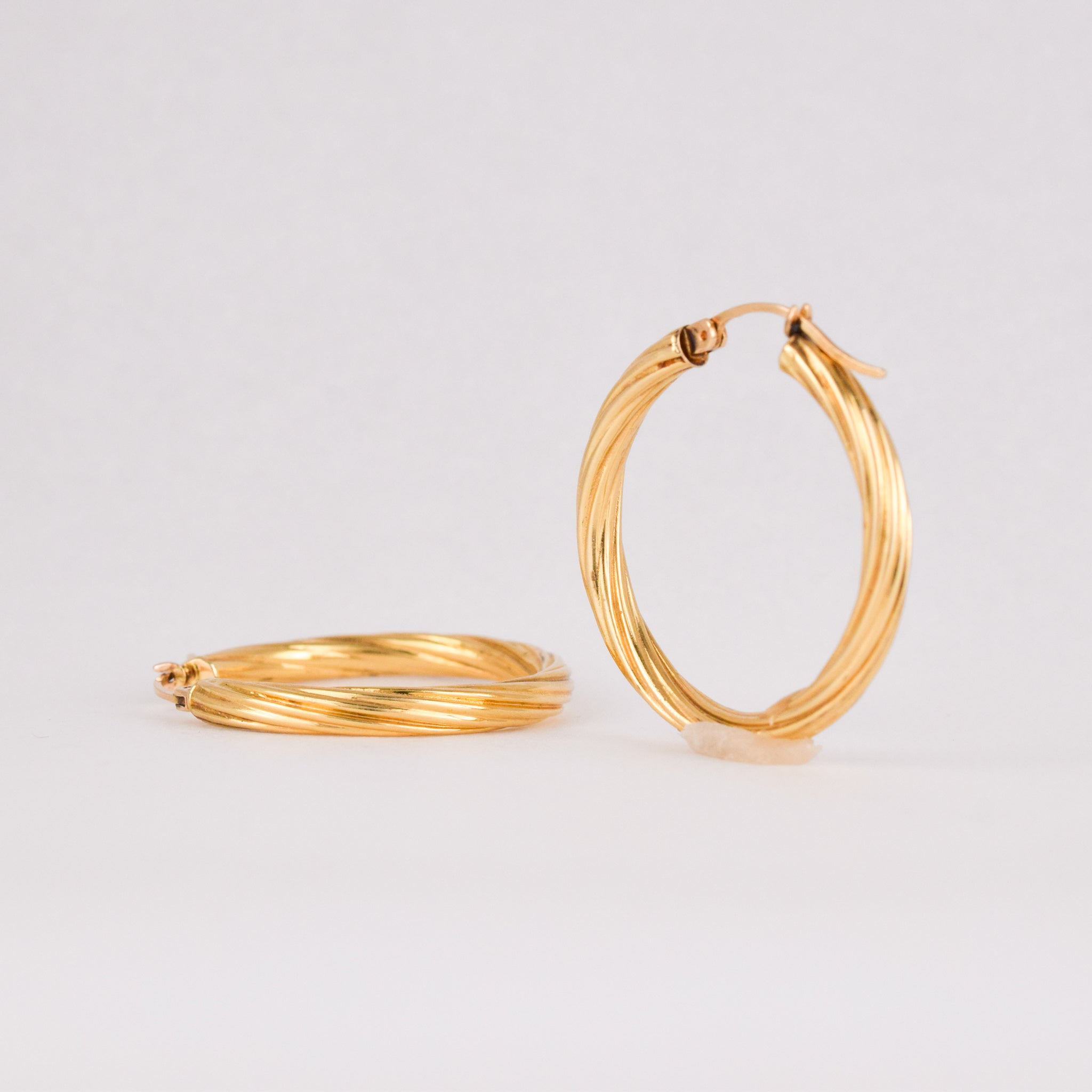 vintage gold large twisted hoop earrings, folklor