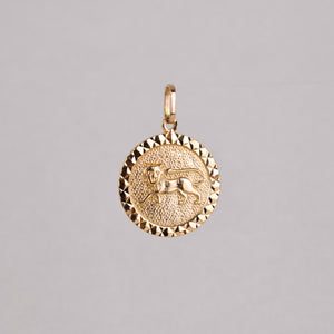 vintage gold leo pendant, folkor