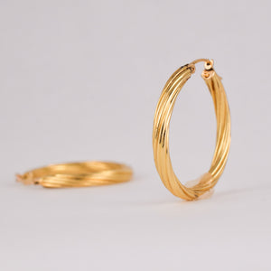 vintage gold large twisted hoop earrings, folklor