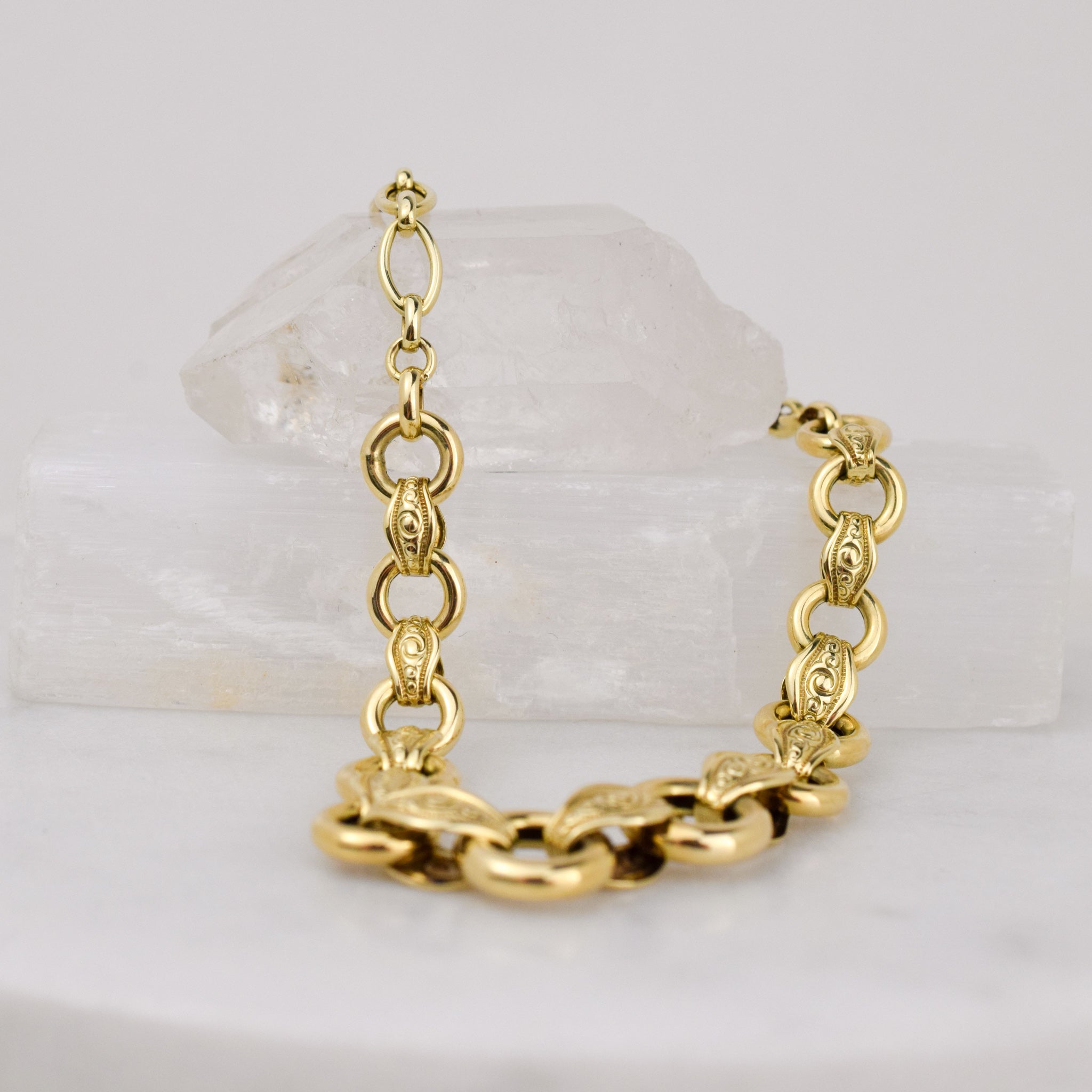 vintage gold fancy link chain necklace, folklor