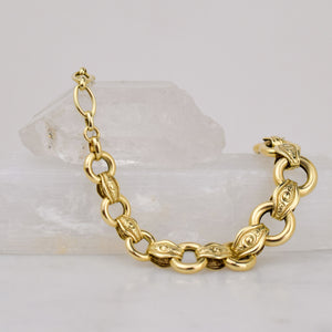 vintage gold fancy link chain necklace, folklor