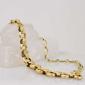 vintage gold fancy link chain necklace, folklor
