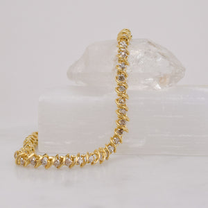 vintage yellow gold diamond tennis bracelet 