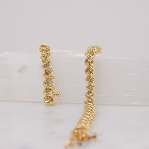 vintage yellow gold diamond tennis bracelet 