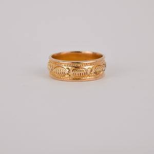 vintage gold carved wedding band, folklor