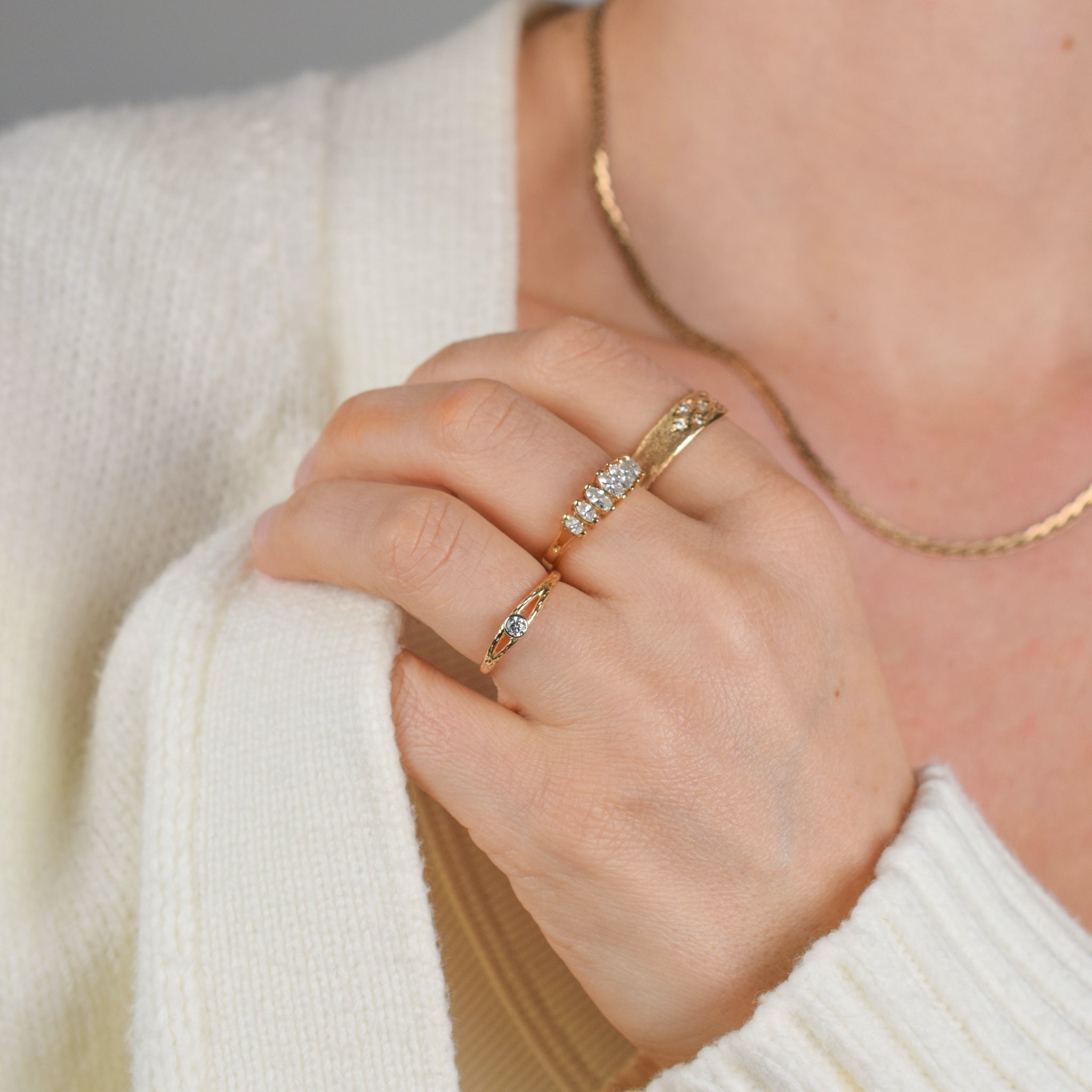 vintage gold bezel set diamond engagement ring, folklor