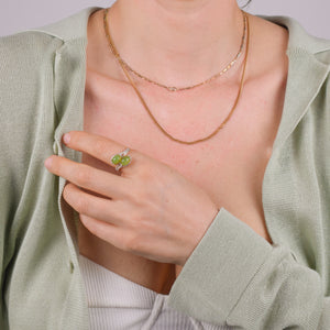 vintage gold green opal and diamond moi et toi ring, folklor