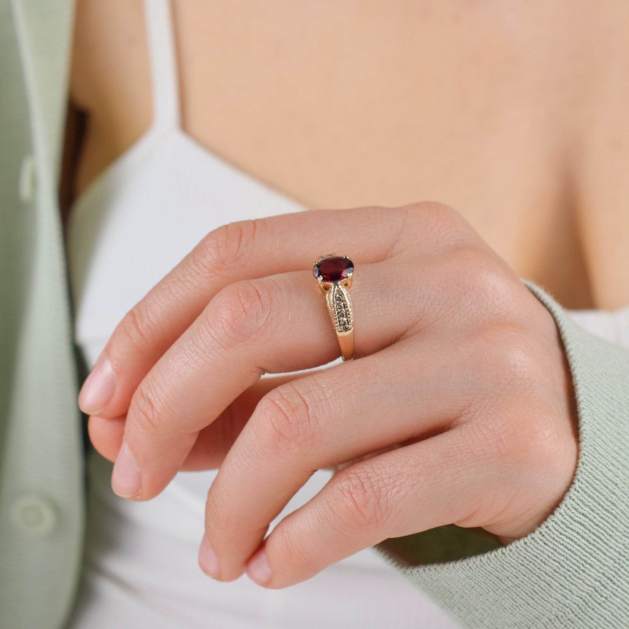vintage gold garnet and diamond ring, folklor