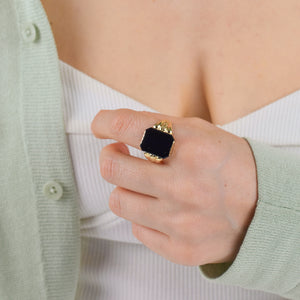 18k gold onyx orange blossom ring, folklor