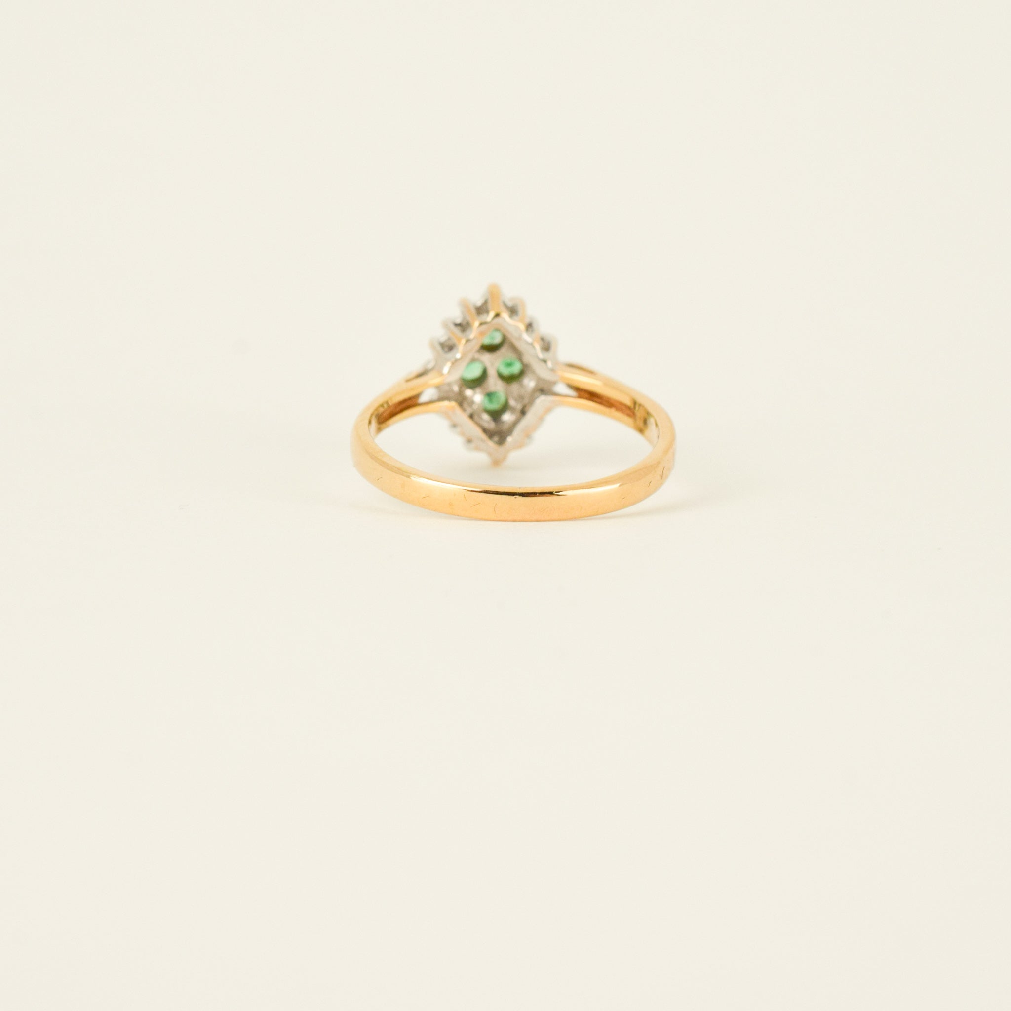 vintage emerald and diamond cluster ring, folkor