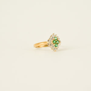 vintage emerald and diamond cluster ring, folkor
