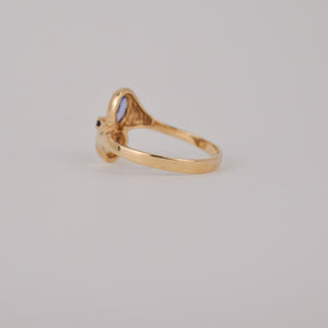 vintage gold tanzanite and opal moi et toi ring, folklor