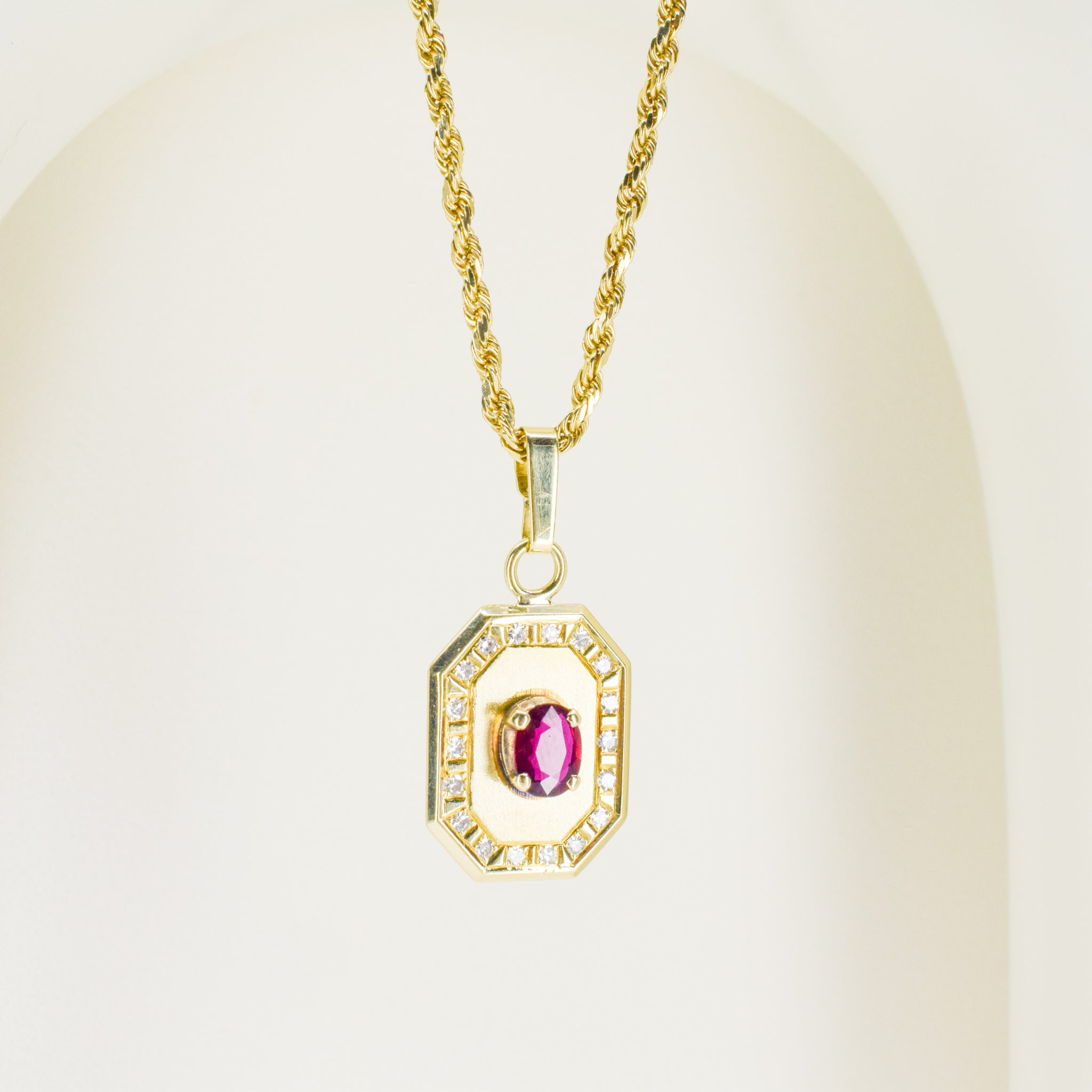vintage ruby and diamond pendant, folklor