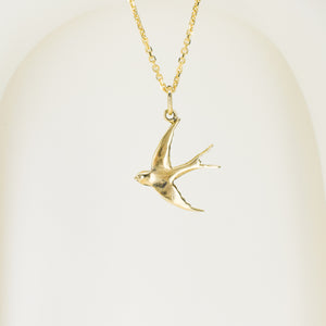vintage gold sparrow pendant, folklor
