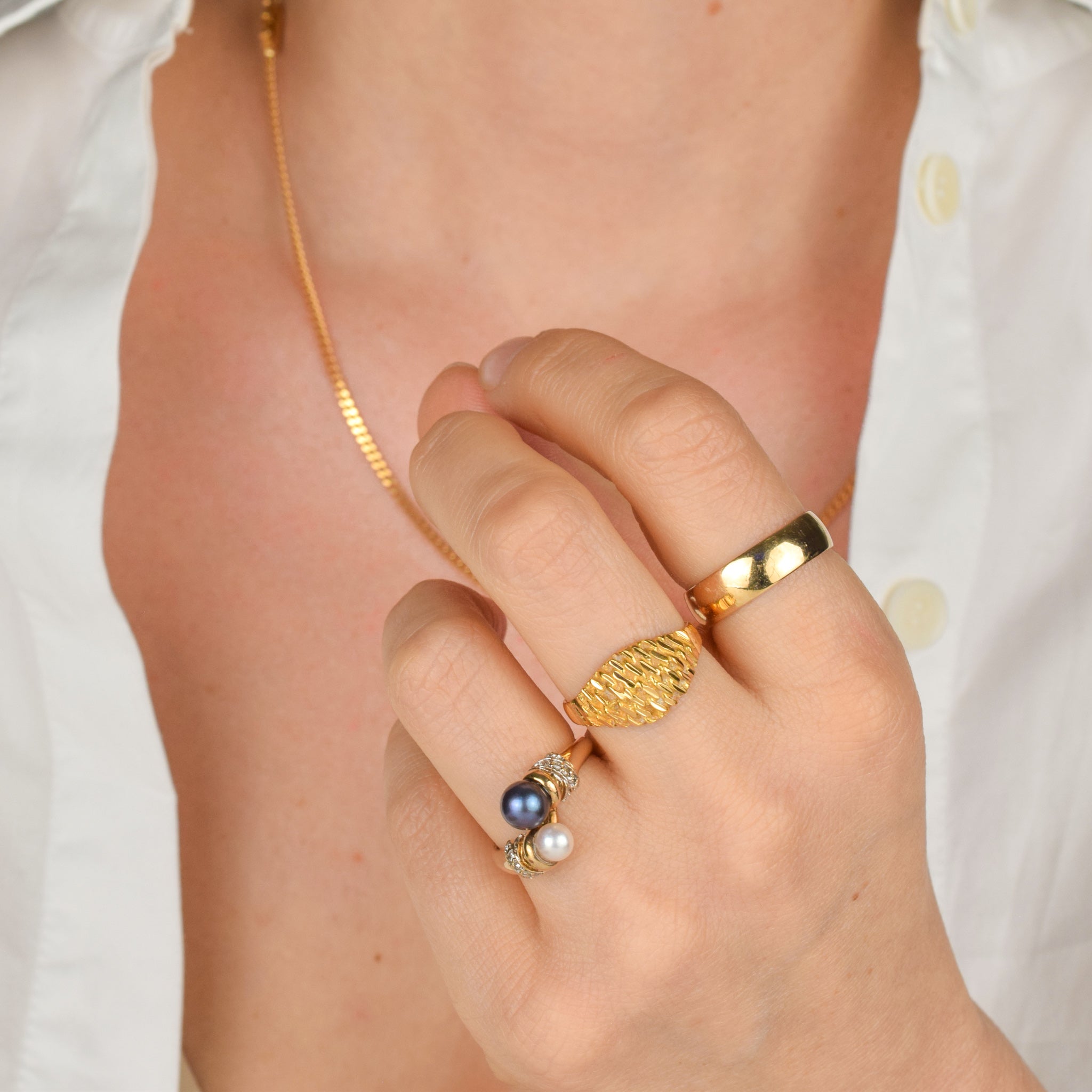 vintage 22k gold croissant ring, folklor