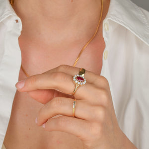 Opal and Red Stone Ring (10k)