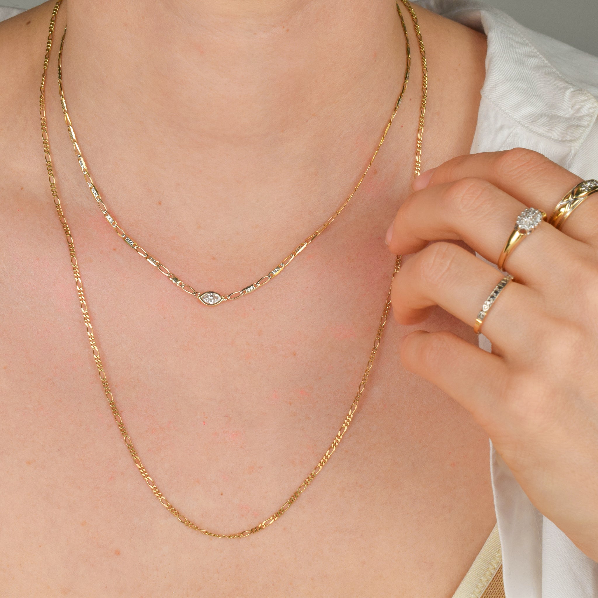 vintage gold marquise diamond necklace, folklor
