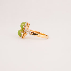 Green Opal and Diamond Moi et Toi Ring (18k)