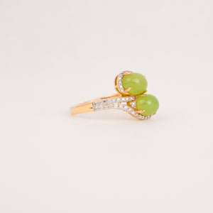 Green Opal and Diamond Moi et Toi Ring (18k)