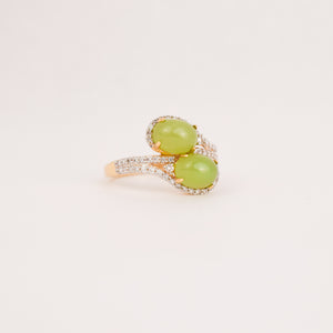Green Opal and Diamond Moi et Toi Ring (18k)