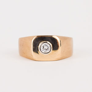 Structural Goddess: Brushed Diamond Signet Ring (10k)