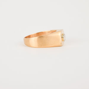 Structural Goddess: Brushed Diamond Signet Ring (10k)