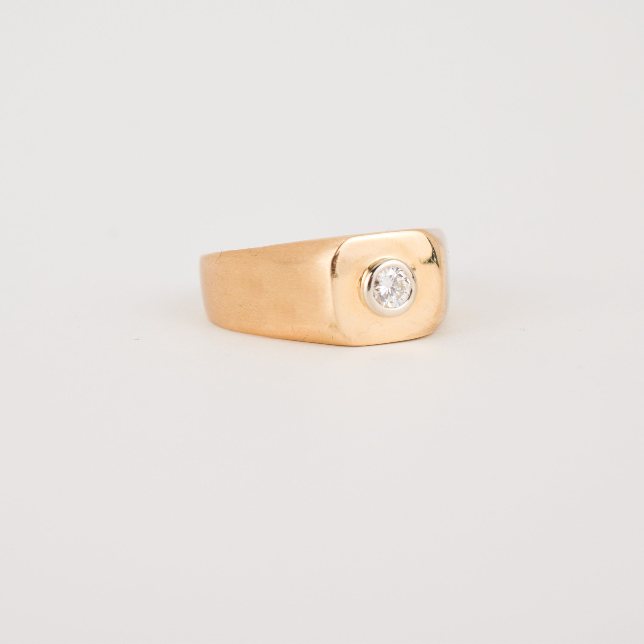 Structural Goddess: Brushed Diamond Signet Ring (10k)