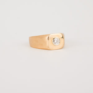 Structural Goddess: Brushed Diamond Signet Ring (10k)