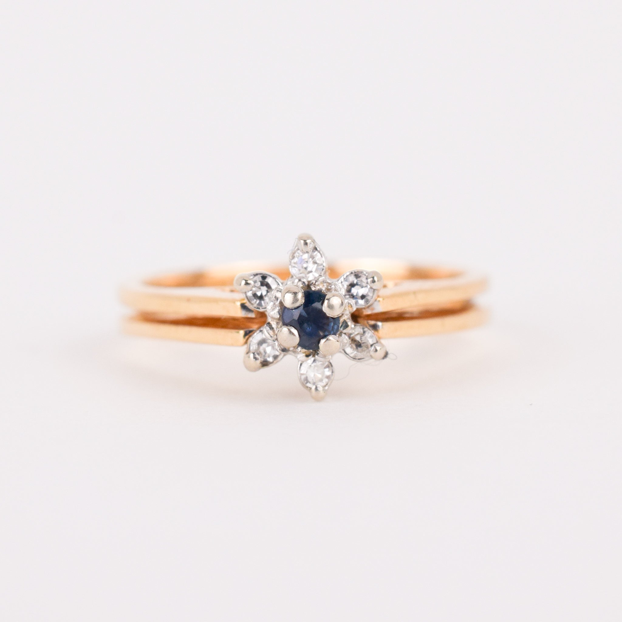 Regal Sapphire Flower Ring (14k)