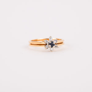 Regal Sapphire Flower Ring (14k)