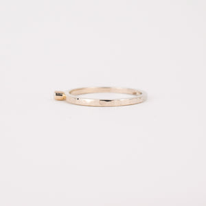 Hammered Solitaire Stacking Ring