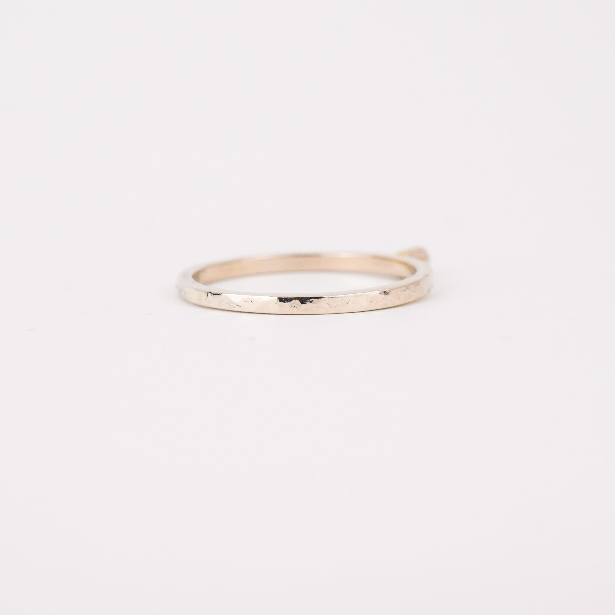 Hammered Solitaire Stacking Ring