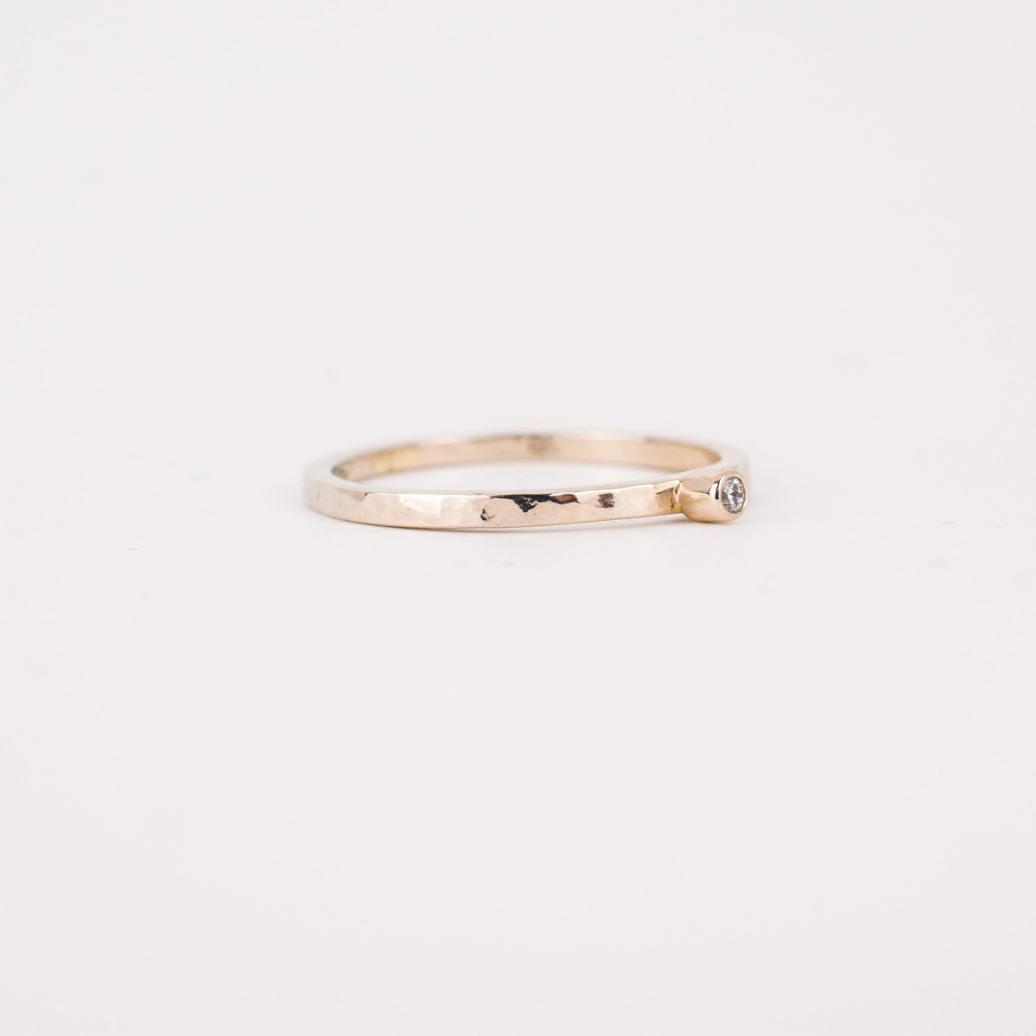 Hammered Solitaire Stacking Ring