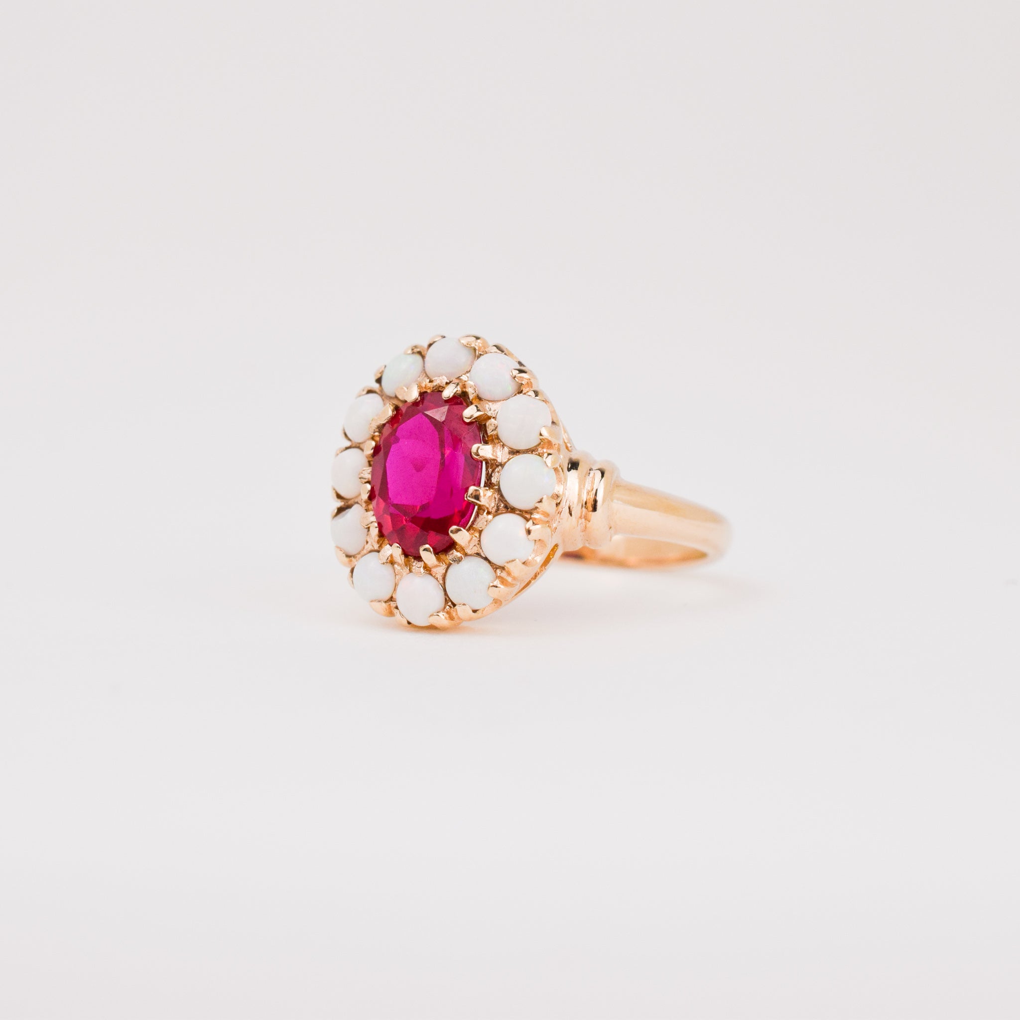 Opal and Red Stone Ring (10k)