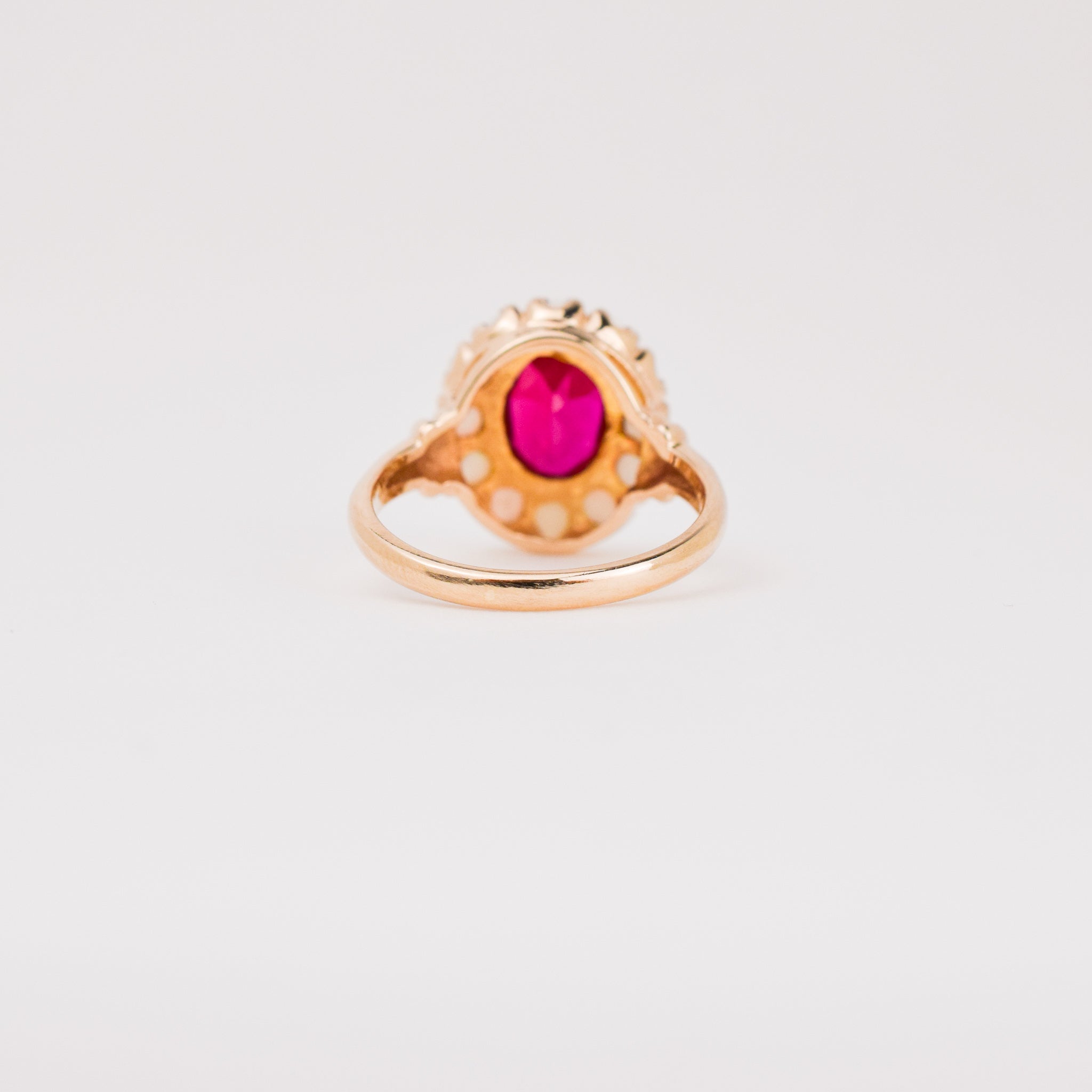 Opal and Red Stone Ring (10k)