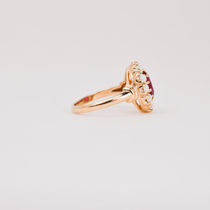 Opal and Red Stone Ring (10k)