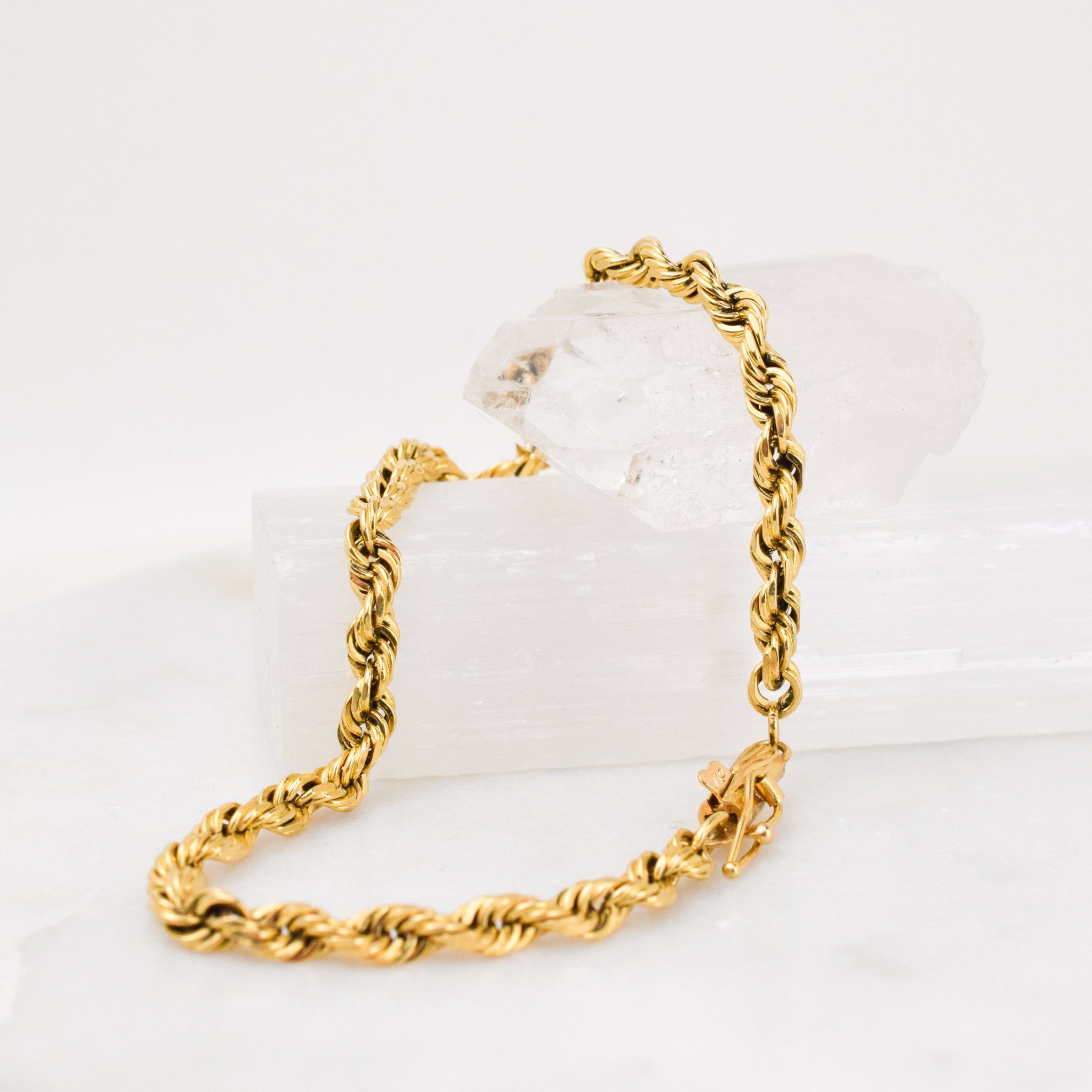 7 1/2" Diamond Cut 14k gold Rope Bracelet