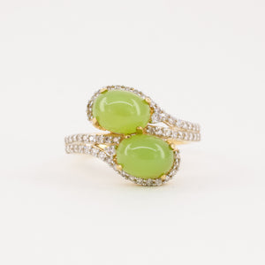 Green Opal and Diamond Moi et Toi Ring (18k)