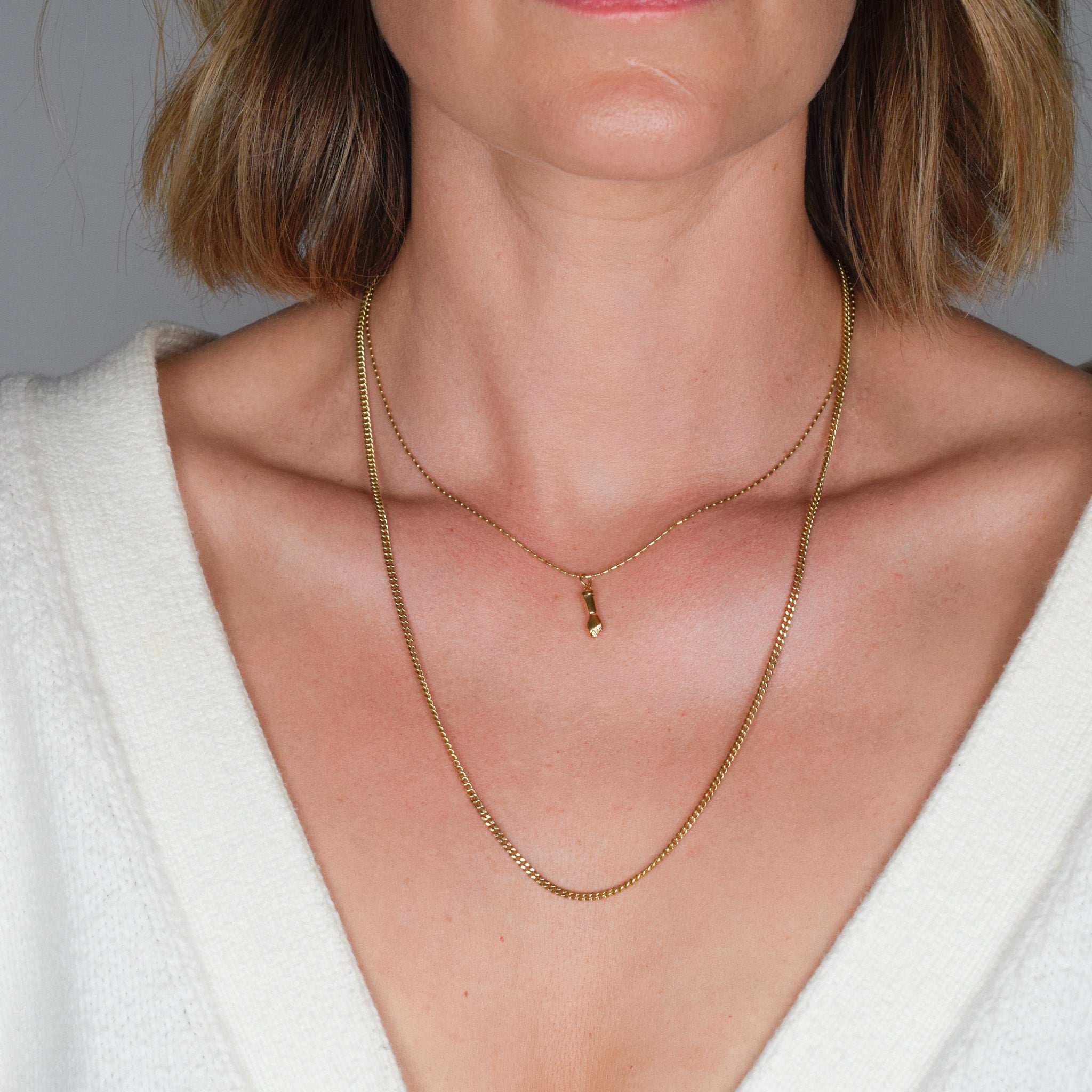 vintage gold curb chain necklace, folklor